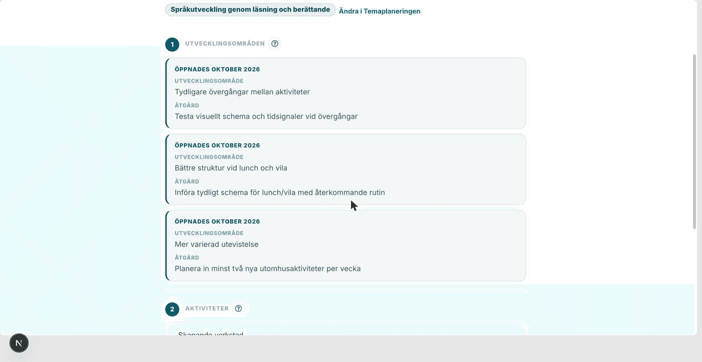 Hela läsåret kopplat, från årshjul till vecka.